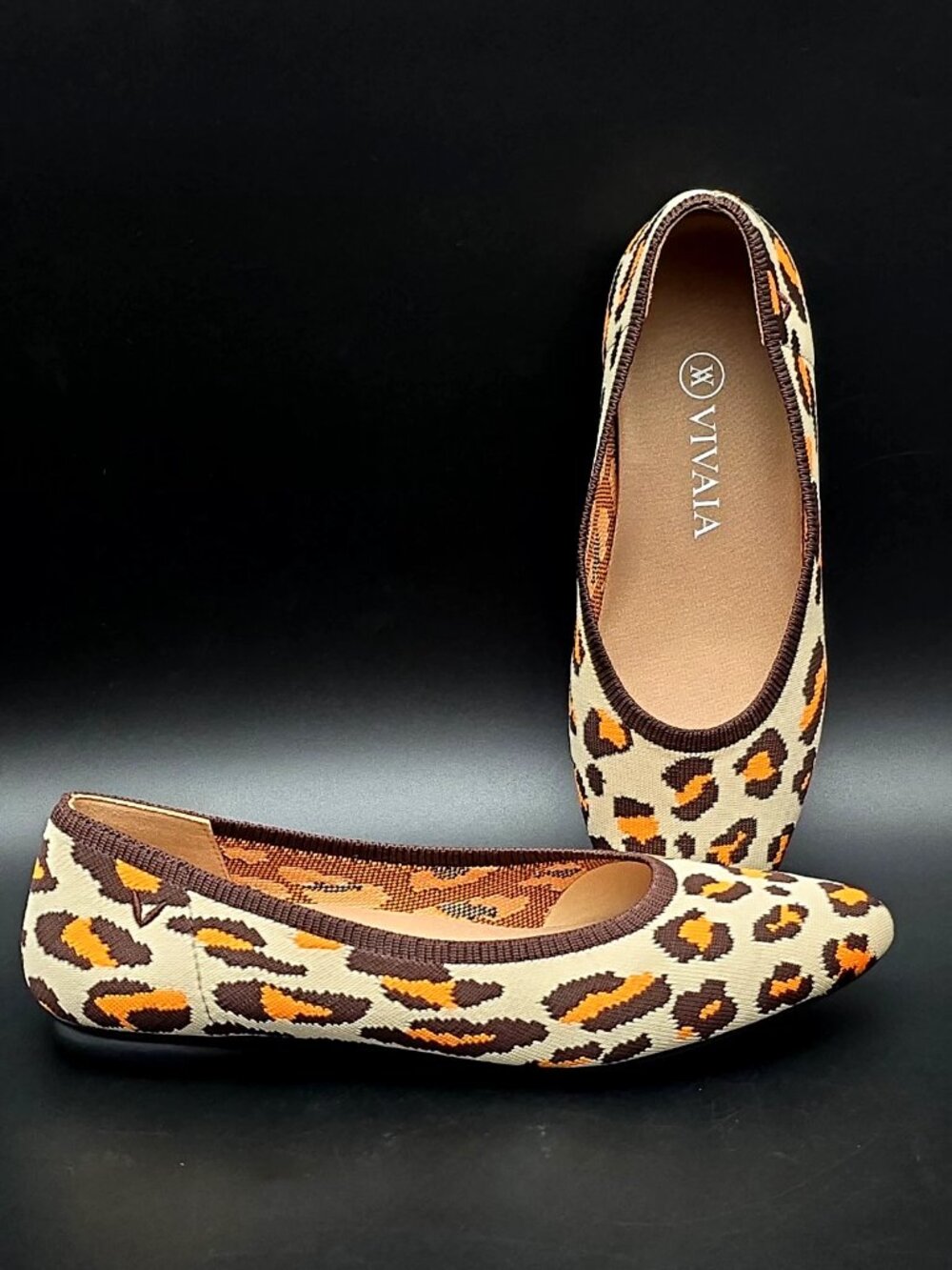Vivaia Leopard Print Pointed Toe Comfort Slip-on Ballet Flats Shoes Women's 5.5